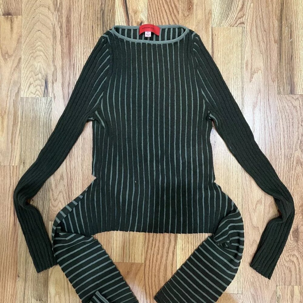 ECKHAUS LATTA Green Fluted Sweater Sz XS